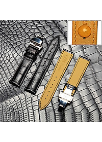 Dây Đồng Hồ Da Cá Sấu Đen Size 14/16/18/20/22/24/26mm - Dây Đeo Da Cá Sấu Thật 100% - Bảo Hành 12 Tháng