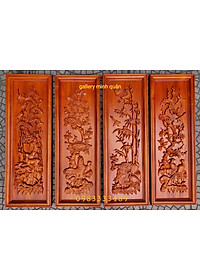 TRANH GỖ HƯƠNG ĐỤC NỔI TỨ QUÝ - TÙNG CÚC TRÚC MAI