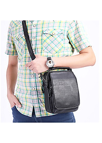 Túi đeo chéo nam, túi xách tay da bò thật Bụi Leather DC104 - Da bò Mill cao cấp, Unisex - Bảo Hành 12 tháng