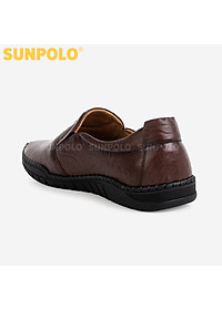 Giày Mọi Nam Da Bò SUNPOLO SU5055 Đế may khâu bền bỉ (Đen)