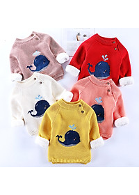 Áo len lót lông cho bé trai và gái, chất len mềm mại chắc, lông lót dày dặn, giữ ấm tốt cho bé, cổ cúc điều chỉnh, họa tiết xinh xắn | MA03