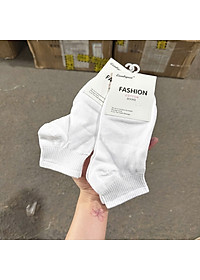 Tất vớ Trơn BASIC Trắng Cổ Ngắn Cotton Thể Thao Co Dãn Bốn Chiều Phong Cách Hàn Quốc
