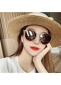 Kính Râm, Kính Mát Nam Nữ Mắt Tròn Viền Dày Mắt Đen, Nâu Gọng Bạc Vàng Hàn Quốc - BLUE LIGHT