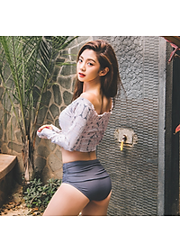 Bikini Tay Dài Dễ Thương Hot Trending AT218 MayHomes Đồ Bơi Hai Mảnh Long Sleeves Women Swimwear Set