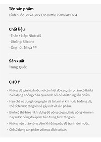 Bình nước Lock&Lock Eco Bottle ABF664 750ml