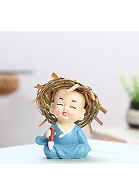 Bộ 08 tượng nón rơm (Tứ Không và Cầm Kỳ Thi Họa) kèm chân đế ngang 8 ô