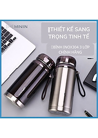 Bình Giữ Nhiệt Kim Cương Inox 304- Chống Rỉ Set, Nắp Đậy Chặt, Giữ Nhiệt Nóng Lạnh Tốt 6- 8h, Quai Đeo Chắc Chắn, Thiết Kế Sang Trọng, Màu Sắc Thanh Lịch, Tiện Lợi, Pha Lọc Trà, Hàng Chính Hãng MINIIN