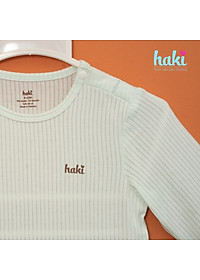 Bộ quần áo dài tay cài vai vải gỗ sồi cao cấp cho bé Haki BM004