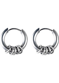 Bộ Bông tai nam inox khuyên tròn 12mm BT321 (Màu Bạc) - 2 chiếc