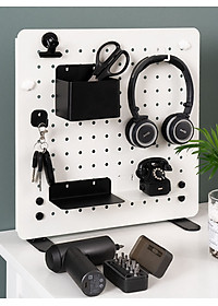 Hộp bút + khay đựng + kệ L ngắn + kệ L Dài + kệ tam giác Dola Home để vật dụng cần thiết - Phụ kiện bảng Pegboard