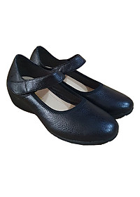 Giày Búp Bê Đế Xuồng Trơn Chính Hãng TRƯỜNG HẢI DX125 Da Bò Thật Màu Đen Đế Cao su Mềm Dẻo 4Cm HÌNH ẢNH THẬT