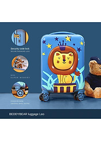 Vali Kéo Cho Trẻ Em BeddyBear - Size xách tay lên máy bay 17 inch - họa tiết Dập nổi 3D Sư Tử - Bánh xe đôi xoay 360 độ - Cần kéo hợp kim nhôm cao cấp - Bảo hành chính hãng 2 năm