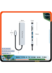 Hub Type-C To HDMI FIRO 6in1 Chuẩn HDTV - Hub Chuyển Đổi Type-C Chia 6 Cổng - 1 Cổng HDMI/HDTV 4K, 2 Cổng USB 3.0, 2 Khe Đọc Thẻ TF Và SD, 1 Cổng Sạc Nhanh Type C PD - Kết Nối Tốc Độ Cao - Dùng Cho Smartphone/Laptop/PC/Tivi/Playstation – Hàng Chính Hãng