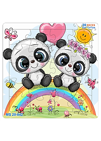 05 bộ tranh xếp hình 20 mảnh size 17x17cm – đồ chơi trí tuệ cho bé từ 2 tuổi – Combo Động vật dễ thương 3