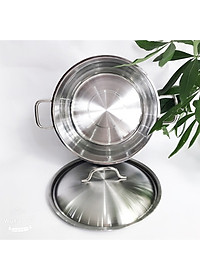 Bộ nồi xửng hấp 1 đáy từ inox 430 H.T cook nắp kính 28cm , tặng 2 vá canh