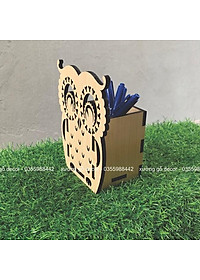 (Giá Rẻ) Ống Đựng Bút Để Bàn Bằng Gỗ- Hộp Đựng Bút Hình Con Cú – Pen Case