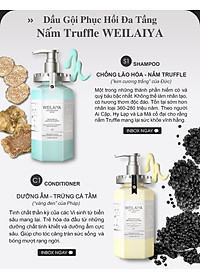 Combo Gội xả phục hồi đa tầng Nấm Truffle Weilaiya và Bộ dầu xả Gừng Hà Thủ Ô Weilaiya - Ngăn rụng tóc, sạch dầu, sạch gàu, giúp tóc mềm mượt