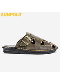 Dép nam bít mũi chất liệu da bò cao cấp SUNPOLO ABI019 (Đen, Nâu)