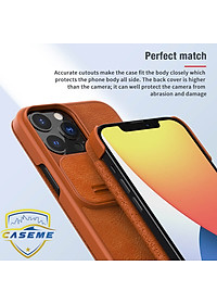 Bao da dành cho iPhone 13 Pro Max hàng chính hãng Nillkin QIN có nắp trượt bảo vệ camera