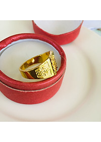 Combo Nhẫn nam Phong Thủy kèm Hộp đựng lót Nỉ, Khắc Chữ CÁT TƯỜNG, Chữ PHÁT, Chữ LỘC, Hợp Kim không rỉ, mạ vàng 18K, Size Nhẫn 18, Phù Hợp Nam Từ 55 – 80kg