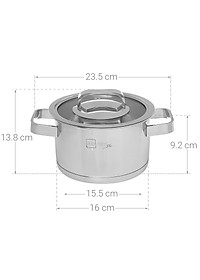 Bộ nồi và chảo chống dính vân đá inox 304 cao cấp Fivestar Plus 5 món nắp kính , tặng 1 vá canh