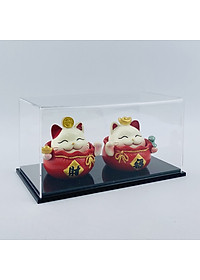 Hộp mica Enter BOX105 10x20x15cm mica dày 2mm, đế đen 5mmx2 chữ nhật nằm, Hộp trưng bày mô hình, Hộp mica trong chống bụi