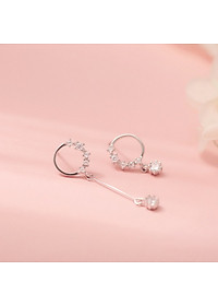 Bông tai đá pha lê tròn tòng teng S925