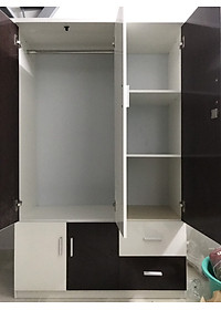Tủ nhựa Đài Loan 3 cánh trắng phối đen 1m65x1m05