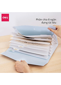 Cặp đựng tài liệu A4 Deli - 8 ngăn phân trang - file lưu trữ tài liệu - linfini - Xanh Dương / Trắng - 72456