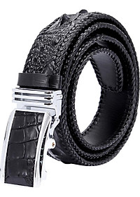 Thắt Lưng Nam Da Cá Sấu Đan Viền Huy Hoàng HT4216 (120 x 3.5 cm) - Đen