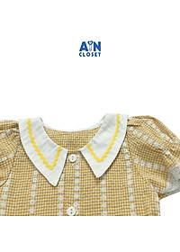 Đầm bé gái họa tiết Caro nhí vàng cổ sơ mi cotton - AICDBGMMOMJL - AIN Closet