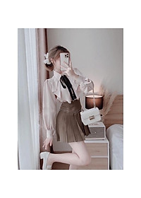 Áo sơ mi tiểu thư phối dây nơ_888 ulzzang nữ tính, mầu đen, trắng, be, nâu tây, cocoland Áo Sơ Mi Tiểu Thư Phối Dây Nơ_888 Ulzzang Nữ Tính, Mầu Đen, Trắng, Be, Nâu Tây, Cocoland
