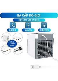 Quạt điều hòa mini hơi nước làm mát không khí nhỏ gọn để bàn, nhiều chế độ làm mát, có khay chứa đá, công suất lớn, quạt êm không gây tiếng ồn - Hàng chính hãng - VinBuy
