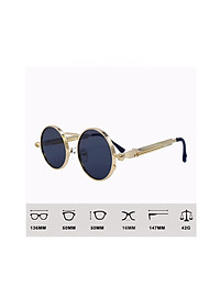 Kính râm Mắt tròn gọng xoắn lò xo cao cấp (ĐEN)