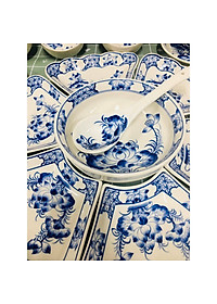 BỘ BÁT ĐĨA HOA MẶT TRỜI SEN XANH 18 CHI TIẾT