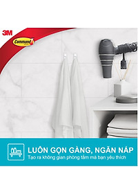 Móc dán tường chống thấm nước Command 3M vỉ 2 cái cỡ vừa chịu lực 1.3kg - Độ bền cao, bám cực chắc, tháo cực dễ 17001B