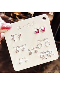 Hot hot combo 7 đôi bông tai cho cả tuần dễ thương