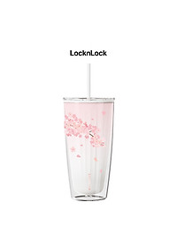 Ly nhựa LocknLock 2 lớp 750ml HAP522 720ml Anh Đào - Hàng chính hãng kèm ống hút, cách nhiệt tốt, miệng rộng - JoyMall