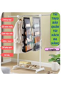 Túi treo bảo quản túi xách đa năng 6 ngăn- Kệ vải treo túi xách thông minh- Tổ chức túi xách treo tủ tiết kiệm không gian- Túi đựng túi xách treo tủ có móc- Giá treo túi xách ngăn cách chống bụi
