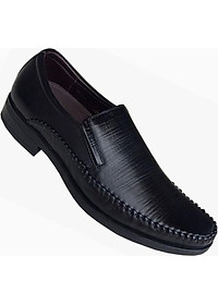 Giày tây nam không dây Trường Hải đen da bò cao cấp cao 3cm đế cao su GT100