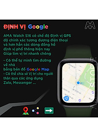 Đồng hồ Thông minh Android Camera xoay 180 màn hình cong AMA Smartwatch S16 Black Lắp sim nghe gọi độc lập Kết nối Wifi Tải app CH. Play như Điện thoại FB Skyper xem phim chơi game cho Trẻ em Học sinh Người lớn AMA Smartwatch S16 2024 hàng nhập khẩu