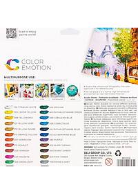 Màu nước Acrylic dạng tuýp 12ml Deli - 12/24 màu - 1 hộp - EC12