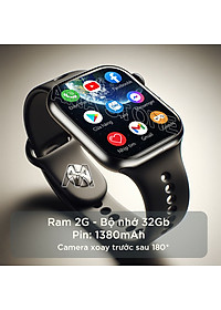 Đồng hồ Thông minh Android Camera xoay 180 màn hình cong AMA Smartwatch S16 Black Lắp sim nghe gọi độc lập Kết nối Wifi Tải app CH. Play như Điện thoại FB Skyper xem phim chơi game cho Trẻ em Học sinh Người lớn AMA Smartwatch S16 2024 hàng nhập khẩu