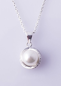 Bộ dây chuyền liền mặt trang sức bạc Ý S925 Bạc Xinh - Ngọc trai đẹp PP1229