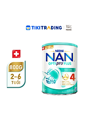 Sữa bột Nestlé NAN OPTIPRO PLUS 4 800g/lon với 5HMO Giúp tiêu hóa tốt + Tăng cường đề kháng  - Bé 2-6 tuổi