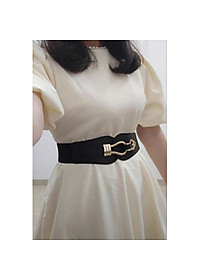 Dây Thắt Lưng Nữ Nịt Đầm Da Đai Váy Họa Tiết Khóa Cài Bản To Kim Loại Đen Đỏ Trắng 