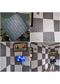 Bộ 5 Tấm Xốp Dán Tường Giả Gạch 3D Màu Xám 70cmx77cm