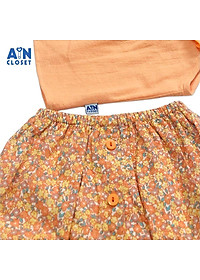 Bộ áo váy ngắn bé gái họa tiết Hoa nhí cam nhiệt đới cara - AICDBGMAC07U - AIN Closet