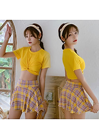 Đồ Bơi Nữ Hai Mảnh Tôn Dáng Trẻ Trung AT185 MayHomes, Áo Bơi Lưng Cao, Quần Bơi Váy Xòe