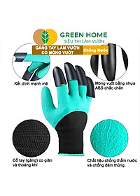 Găng tay làm vườn, có móng vuốt, độ bền cao, chống thấm nước, đào, xới đất, dễ vệ sinh |Greenhome